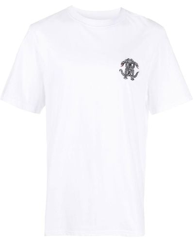 Roberto Cavalli T-shirt Met Monogram - Wit