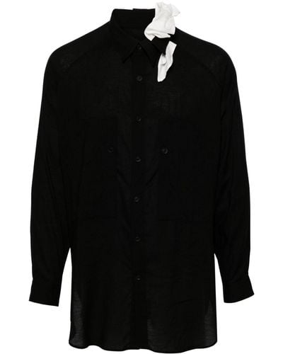 Yohji Yamamoto Layered Appliqué-detail Shirt - ブラック