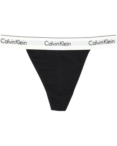 Calvin Klein Logo-waistband String Thong - Black