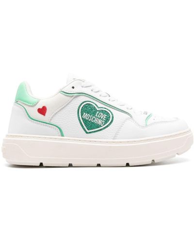 Love Moschino Glitter-detailed Leather Sneakers - White