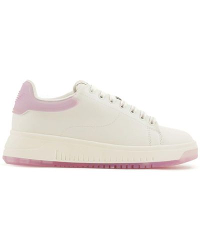 Emporio Armani Paneled Leather Sneakers - White