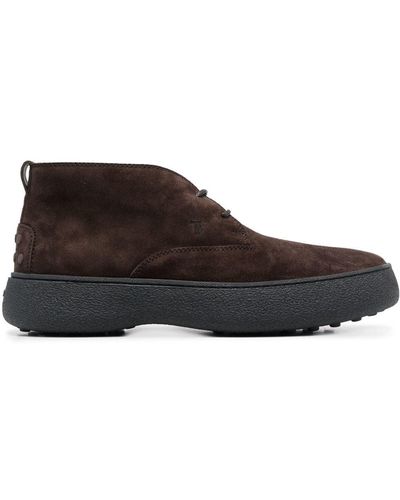 Tod's W.g Desert Lace-up Suede Boots - Brown