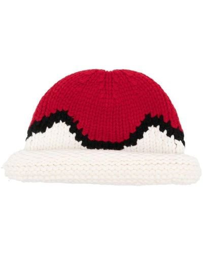 KENZO Intarsia-knit Pattern Hat - Red