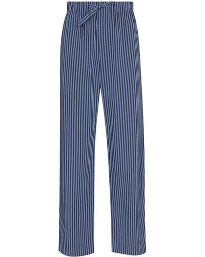 Tekla Verneuil Stripe-pattern Pajama Bottoms - Blue