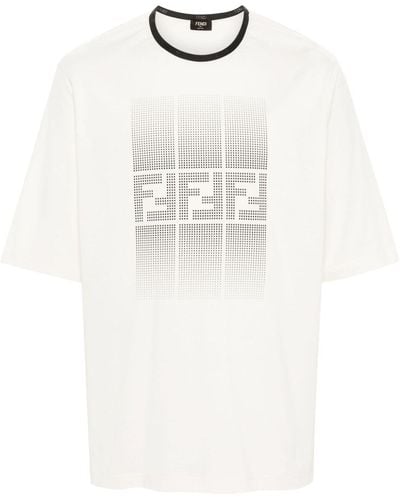 Fendi T-shirt Met Ff-patroon - Wit