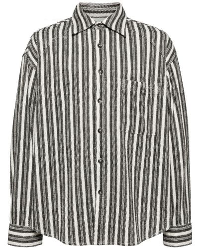 FIVE CM Striped Button-up Shirt - Black