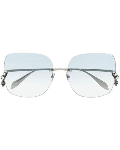 Alexander McQueen Rahmenlose Sonnenbrille - Blau
