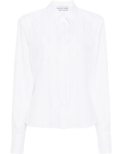 ROWEN ROSE Camisa con detalles de cristales - Blanco