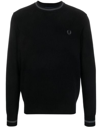 Fred Perry Logo-detail Knitted Jumper - Black