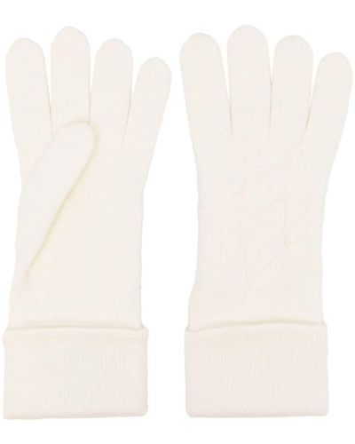 N.Peal Cashmere ケーブルニット カシミア手袋 - ホワイト