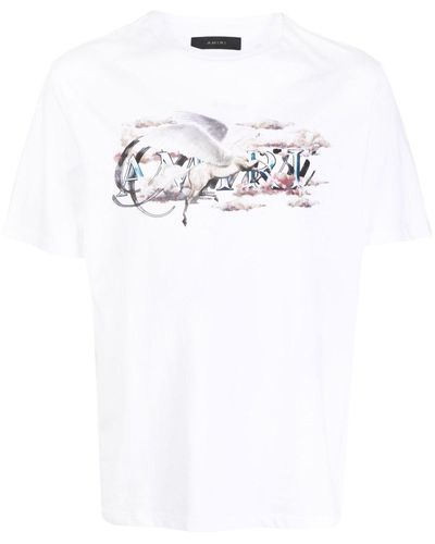 Amiri White Pegasus T -shirt Mit Druck - Wit