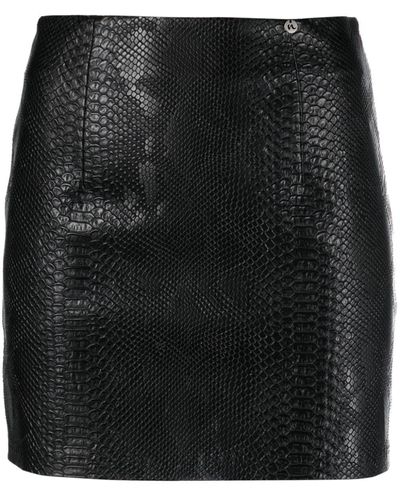 Nissa Crocodile-effect High-waisted Miniskirt - Black