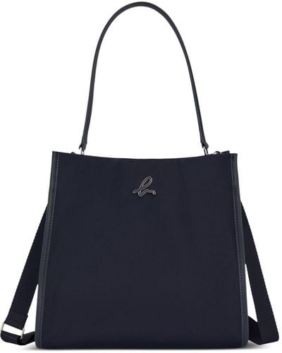 agnès b. B-logo Leather Tote Bag - Blue