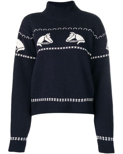 ALEXACHUNG Horse Knit Sweater - Blue
