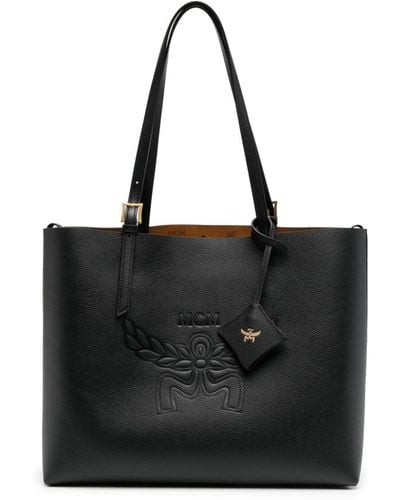 MCM Medium Himmel Logo-embossed Leather Bag - Black