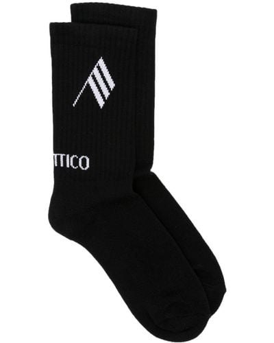 The Attico Chaussettes à logo en intarsia - Noir