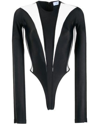 Mugler Illusion Shaping Paneled Bodysuit - Black