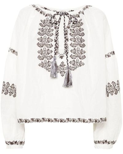 P.A.R.O.S.H. Long-sleeves Embroidered Blouse - White