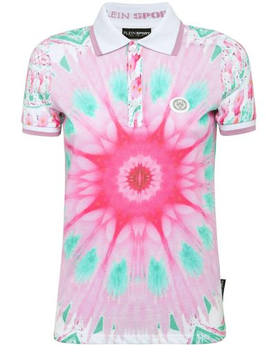 Philipp Plein Tie-dye Cotton Polo Shirt - Pink