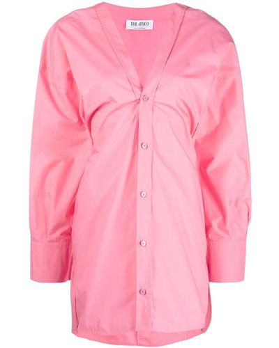 The Attico Pink Lala V-neck Mini Dress