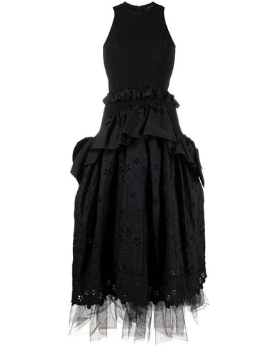 Simone Rocha Ruffled Tiered Long Dress - Black