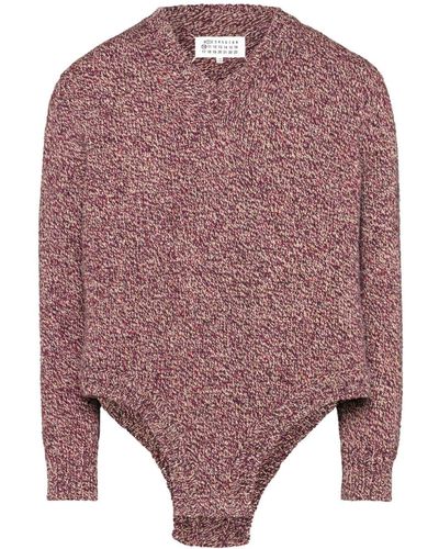 Maison Margiela Bodysuit V-neck Sweater - Pink