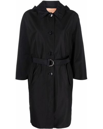 Yves Salomon Belted-waist Hooded Coat - Black