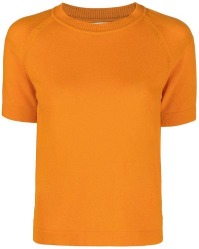 Barrie Cashmere Short-sleeve Top - Orange