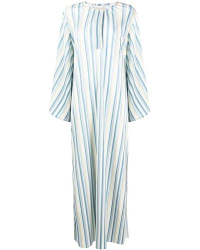 Bambah Striped Plissé Kaftan Dress - Blue