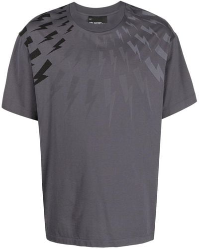 Neil Barrett Katoenen T-shirt Met Bliksemflitsprint - Grijs
