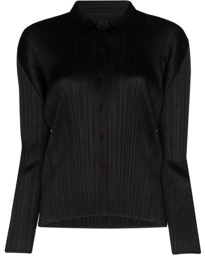 Pleats Please Issey Miyake Basics Plissé Shirt - Women's - Polyester - Black