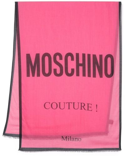 Moschino Slub-Schal mit Logo-Print - Pink