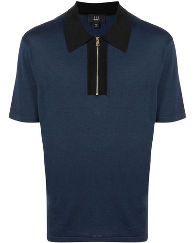 Dunhill Poloshirt Met Halve Rits - Blauw