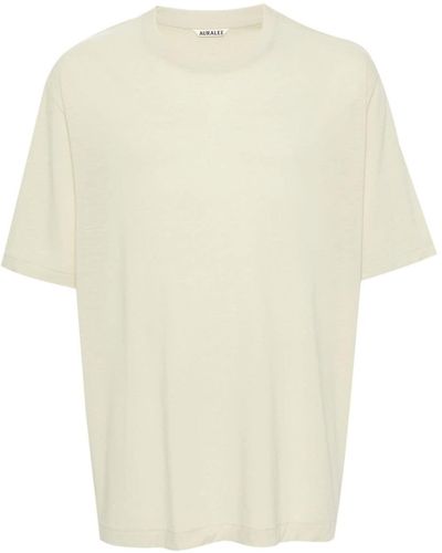 AURALEE Short-sleeve Wool T-shirt - White