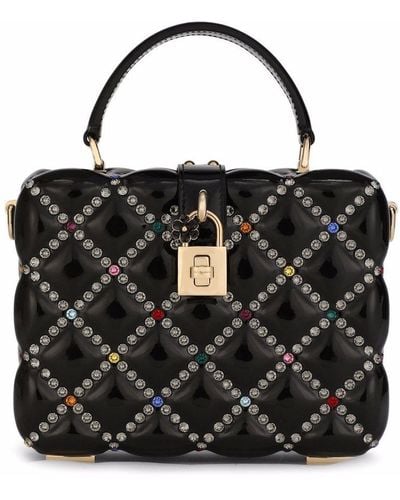 Dolce & Gabbana Dolce Box Rhinestone-embellished Top-handle Bag - Black