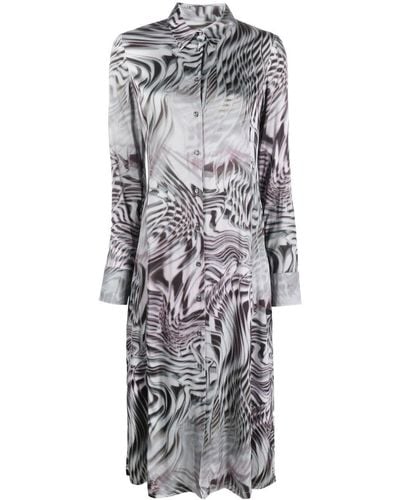 DIESEL Optical-print Shirt Dress - Gray