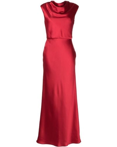 Amsale Cowl-neck Sleeveless Maxi Dress - Red