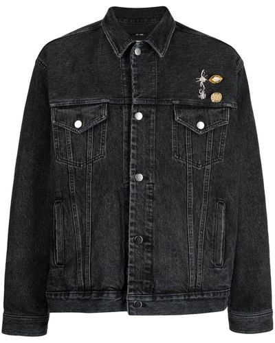 Song For The Mute Brooch-detail Denim Jacket - Black