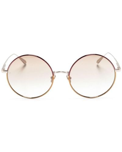 Linda Farrow Round-frame Metallic Sunglasses - Natural