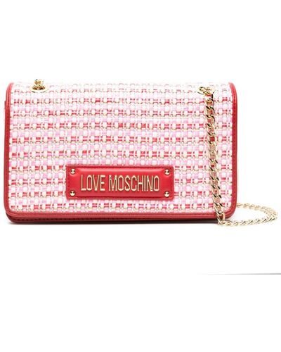 Love Moschino Tweed-Schultertasche - Pink