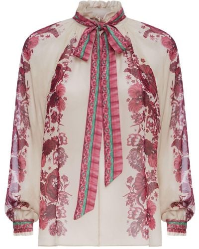 La DoubleJ Cerere Floral-print Silk Blouse - Pink