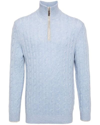 N.Peal Cashmere Albemarle Cable-knit Cardigan - Blue