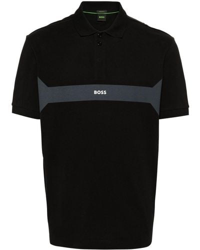 BOSS Poloshirt Met Logoprint - Zwart