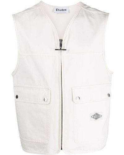 Etudes Studio Gilet en coton à fermeture zippée - Blanc