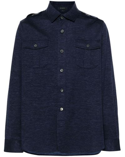 Sease Mélange-effect Virgin Wool-silk Shirt - Blue