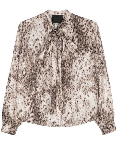 Givenchy Leopard-print Silk Blouse - Brown