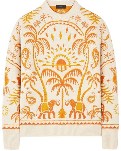 Alanui Lush Of Nature Foulard Patterned Jacquard Sweater - Metallic