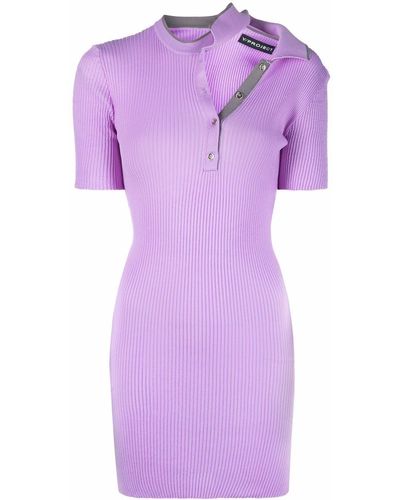 Y. Project Double Collar Cotton Polo Dress - Purple