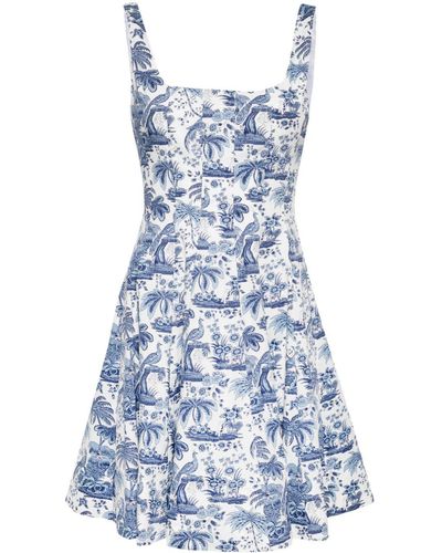 STAUD Wells Printed Minidress - Blue