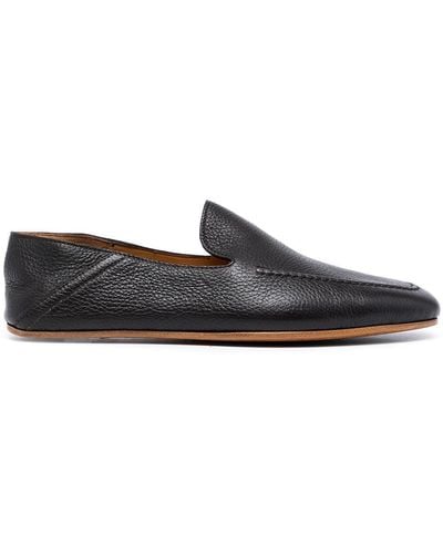 Magnanni Almond-toe Leather Loafers - Black